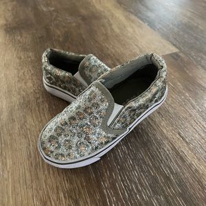 sparkly silver cheetah slide sneakers 🐆